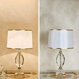 Elegant Blue Barrel Lampshade Crystal Base Table Lamp Image - 12