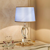 Elegant Blue Barrel Lampshade Crystal Base Table Lamp Image - 4