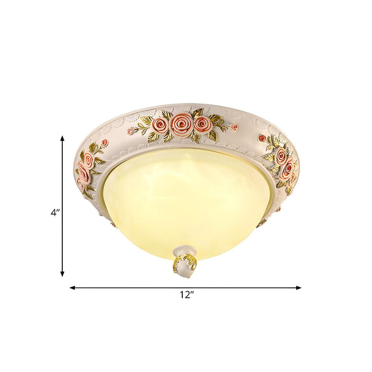 Elegant Bowl Carved White Glass LED Flush Mount Light Image - 4