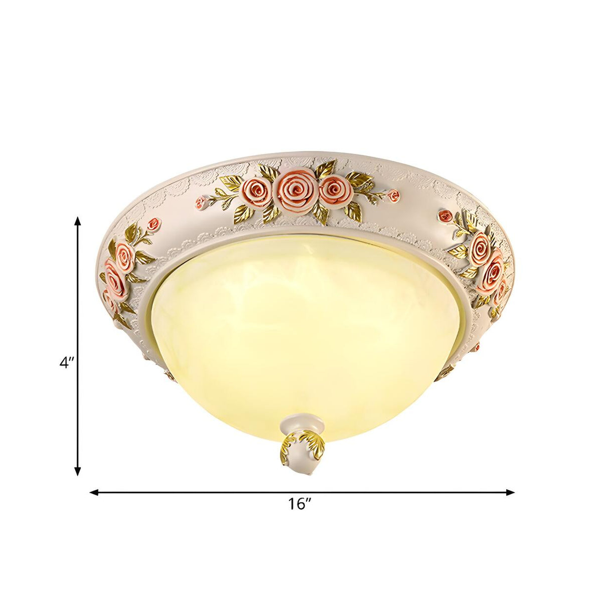 Elegant Bowl Carved White Glass LED Flush Mount Light Image - 5