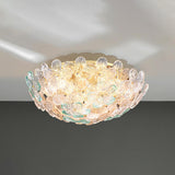 Elegant Bowl-Shaped Floral Glass Semi-Flush Mount Light Image - 10