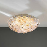 Elegant Bowl-Shaped Floral Glass Semi-Flush Mount Light Image - 14