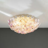 Elegant Bowl-Shaped Floral Glass Semi-Flush Mount Light Image - 15