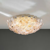 Elegant Bowl-Shaped Floral Glass Semi-Flush Mount Light Image - 16