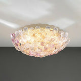 Elegant Bowl-Shaped Floral Glass Semi-Flush Mount Light Image - 18