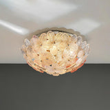 Elegant Bowl-Shaped Floral Glass Semi-Flush Mount Light Image - 2