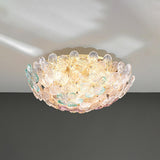 Elegant Bowl-Shaped Floral Glass Semi-Flush Mount Light Image - 21