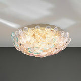 Elegant Bowl-Shaped Floral Glass Semi-Flush Mount Light Image - 23