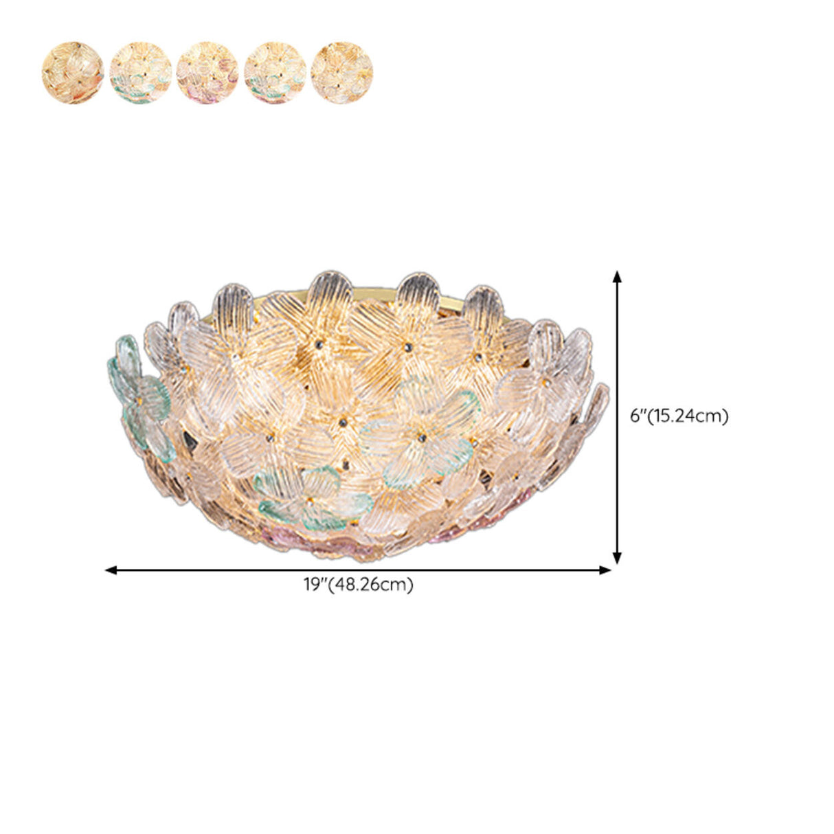 Elegant Bowl-Shaped Floral Glass Semi-Flush Mount Light 