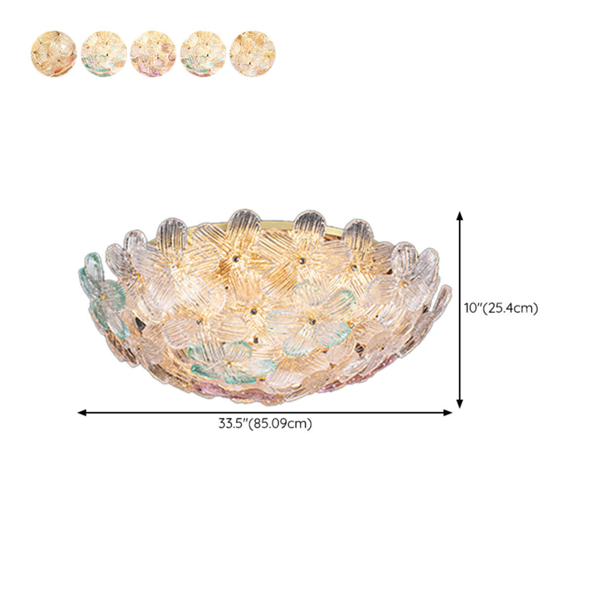 Elegant Bowl-Shaped Floral Glass Semi-Flush Mount Light Image - 30