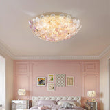 Elegant Bowl-Shaped Floral Glass Semi-Flush Mount Light Image - 5