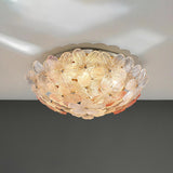 Elegant Bowl-Shaped Floral Glass Semi-Flush Mount Light Image - 6