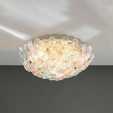 Elegant Bowl-Shaped Floral Glass Semi-Flush Mount Light Image - 8