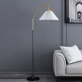 Elegant Brass and Black White Metal Floor Lamp Image - 10