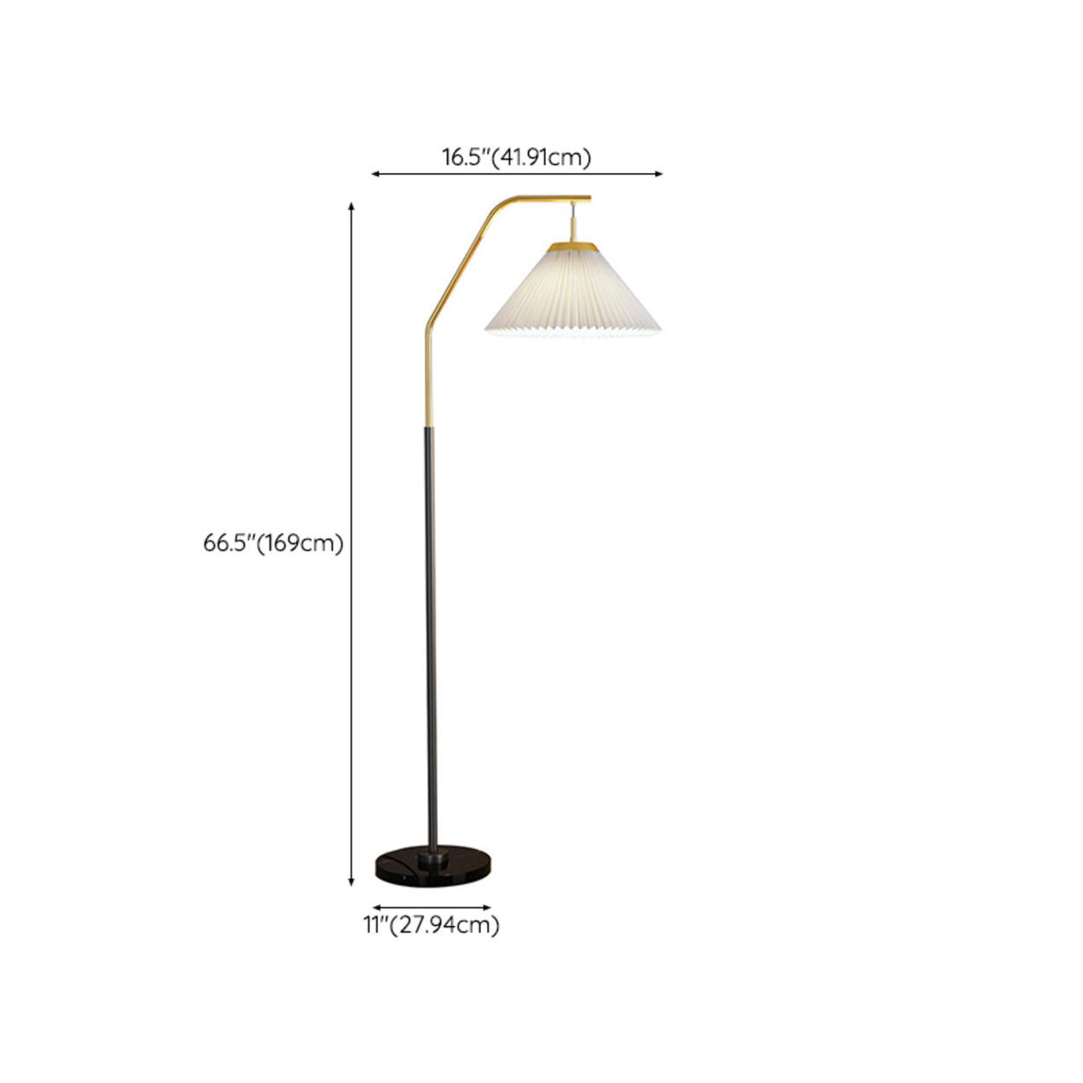 Elegant Brass and Black White Metal Floor Lamp 