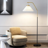 Elegant Brass and Black White Metal Floor Lamp Image - 3