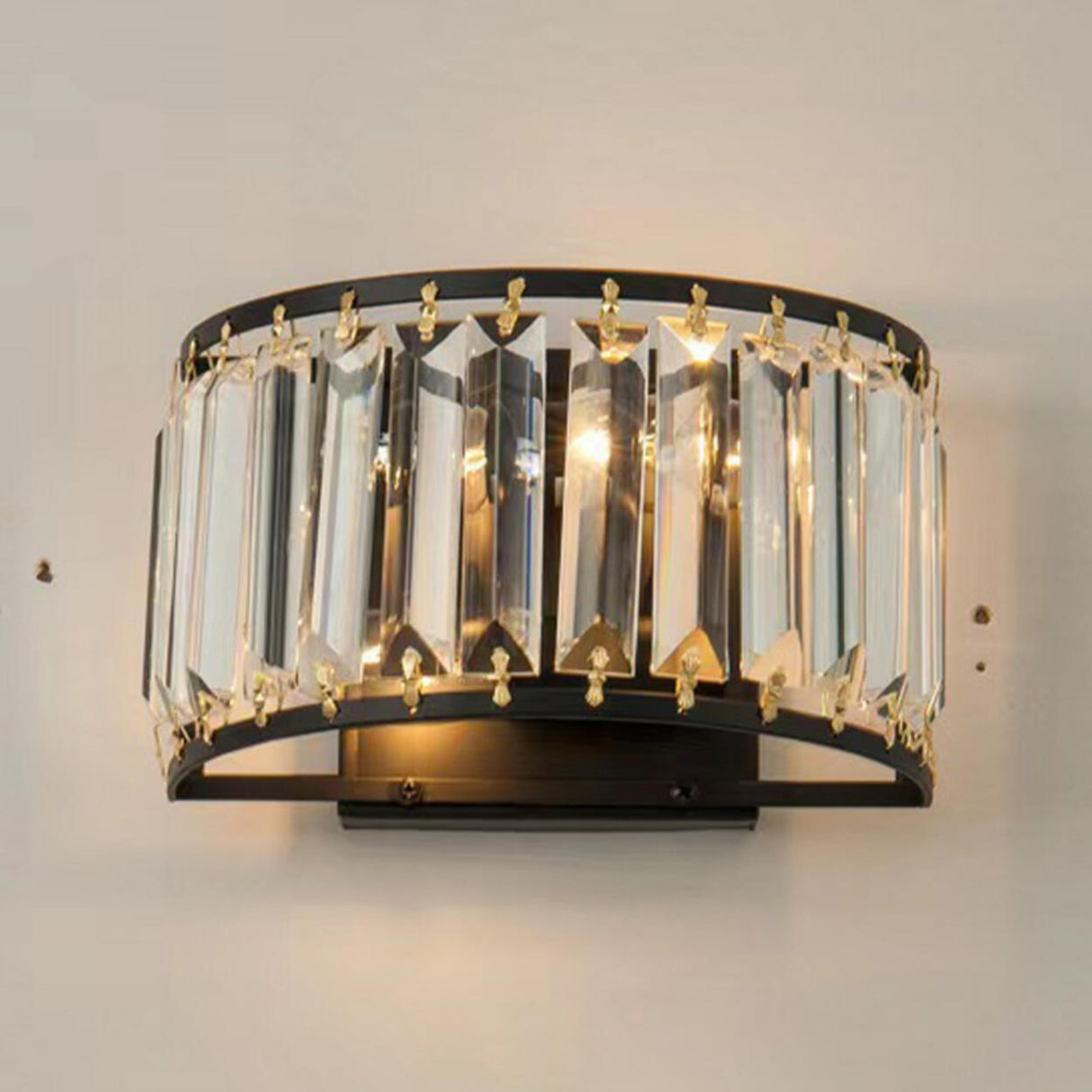 Elegant Brass and Crystal Wall Light Fixture Image - 10