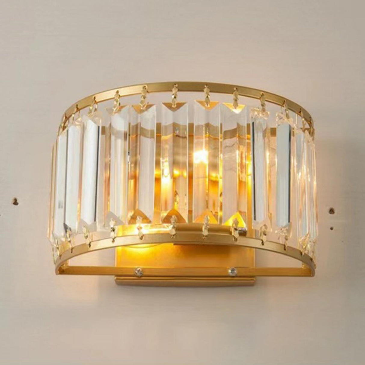 Elegant Brass and Crystal Wall Light Fixture Image - 11