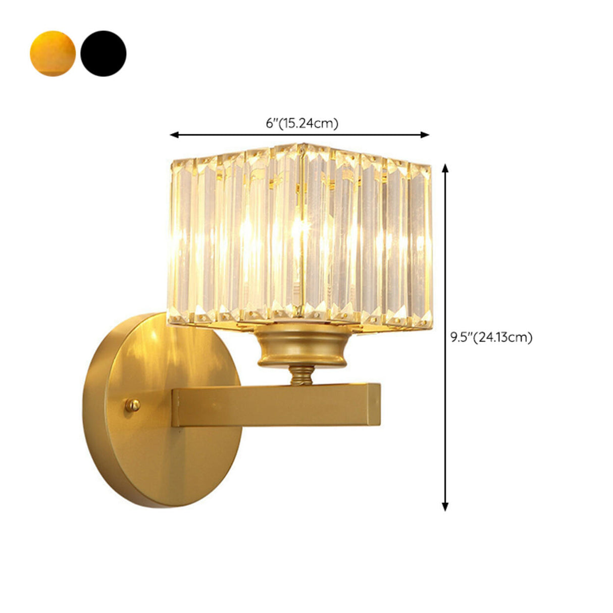 Elegant Brass and Crystal Wall Light Fixture 