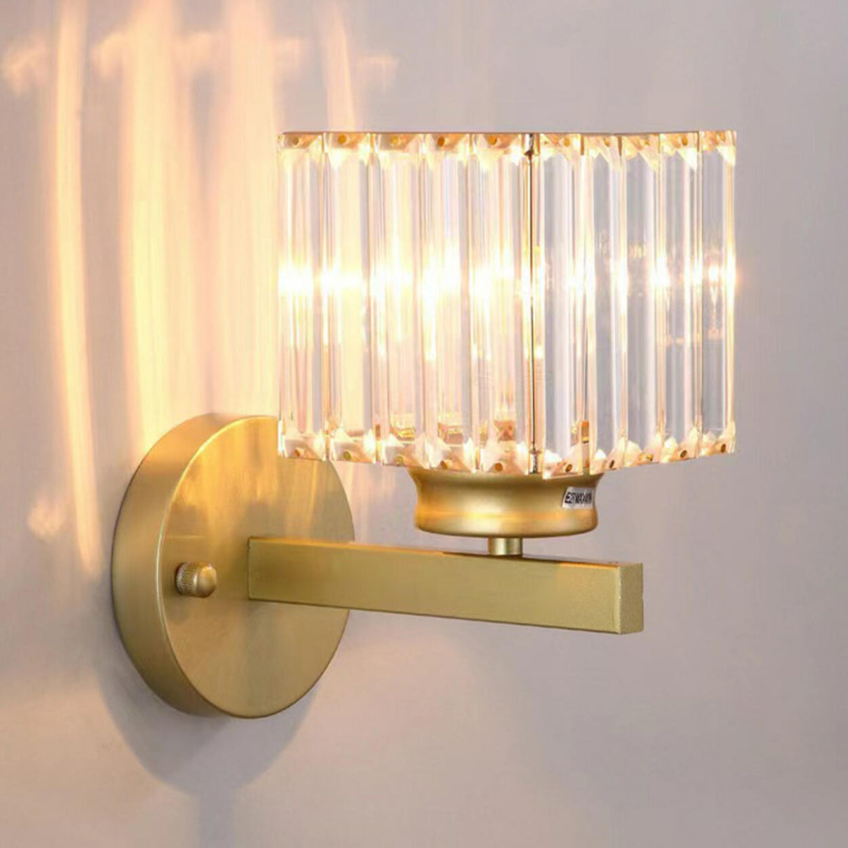 Elegant Brass and Crystal Wall Light Fixture Image - 9