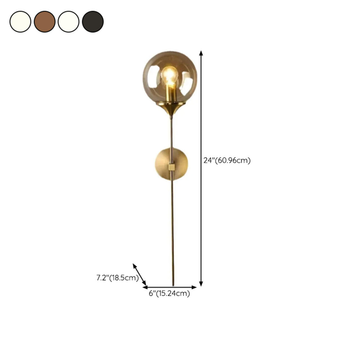 Elegant Brass and Glass Globe Wall Sconce 