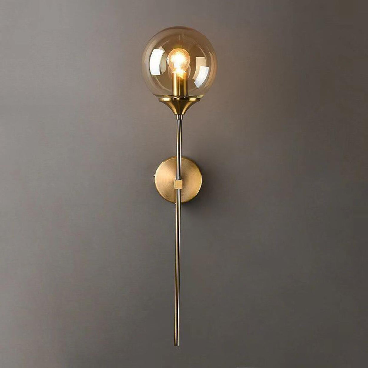 Elegant Brass and Glass Globe Wall Sconce Image - 6