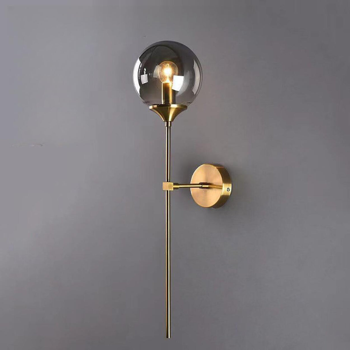 Elegant Brass and Glass Globe Wall Sconce Image - 8