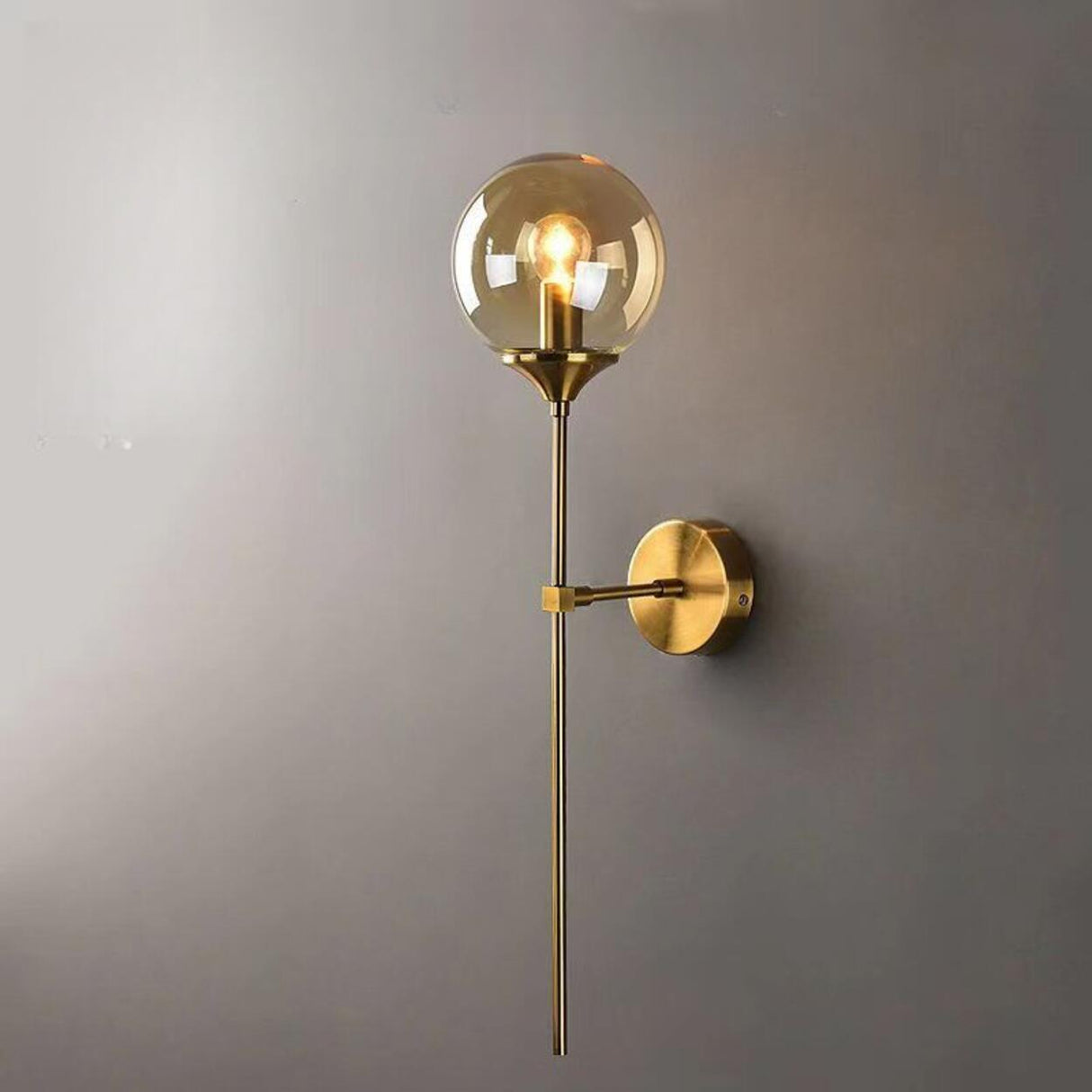 Elegant Brass and Glass Globe Wall Sconce Image - 9