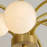 Elegant Brass Branch Alabaster Globe Living Room Chandelier Image - 10