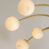 Elegant Brass Branch Alabaster Globe Living Room Chandelier Image - 14