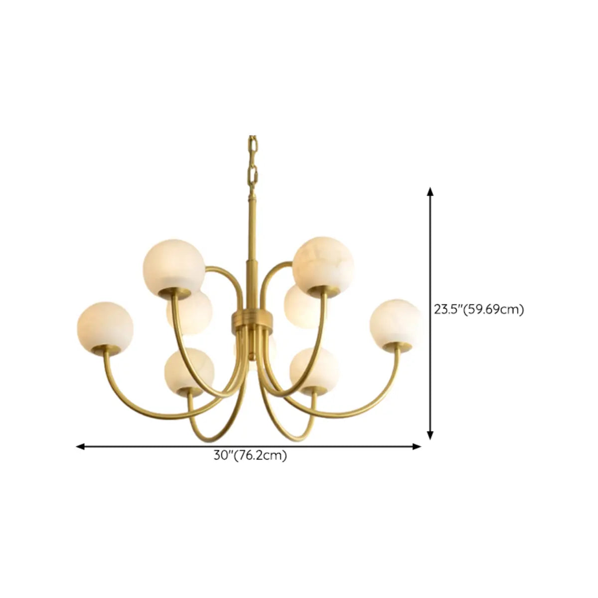 Elegant Brass Branch Alabaster Globe Living Room Chandelier Image - 17