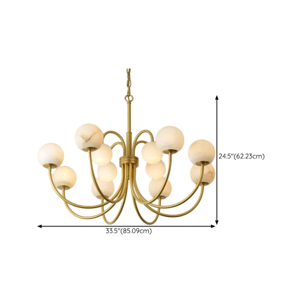 Elegant Brass Branch Alabaster Globe Living Room Chandelier Image - 18