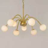 Elegant Brass Branch Alabaster Globe Living Room Chandelier Image - 5