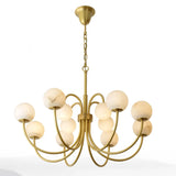 Elegant Brass Branch Alabaster Globe Living Room Chandelier Image - 8