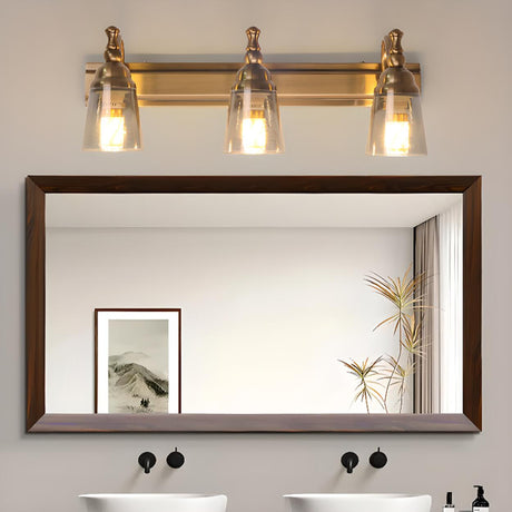 Elegant Brass Geometric 3 Light Bathroom Vanity Image - 2