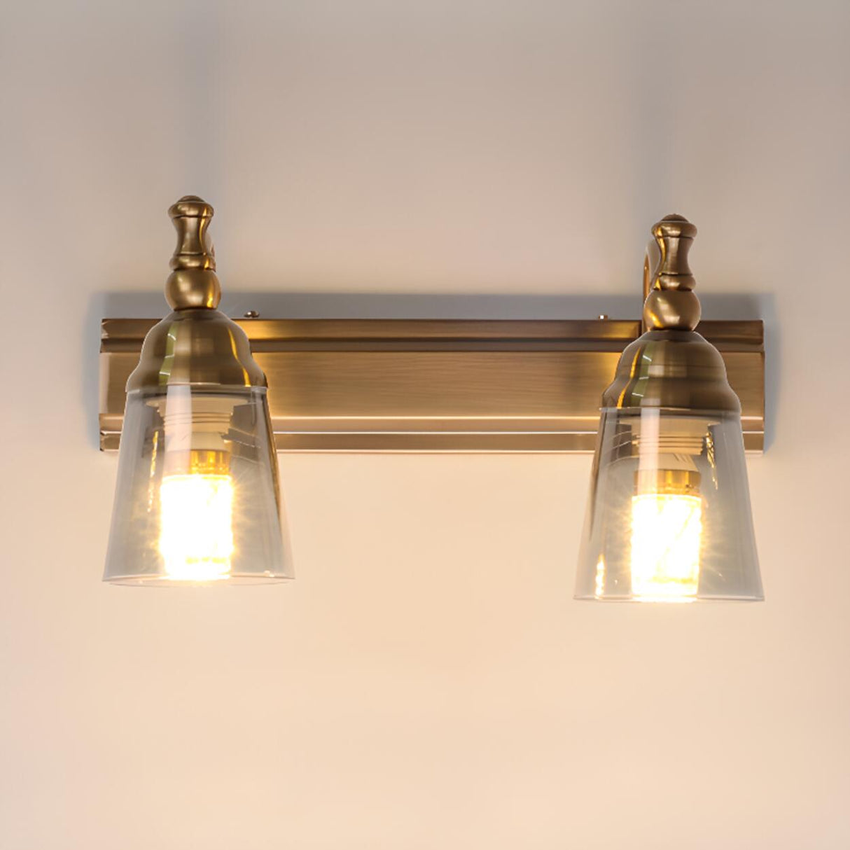 Elegant Brass Geometric 3 Light Bathroom Vanity Image - 5