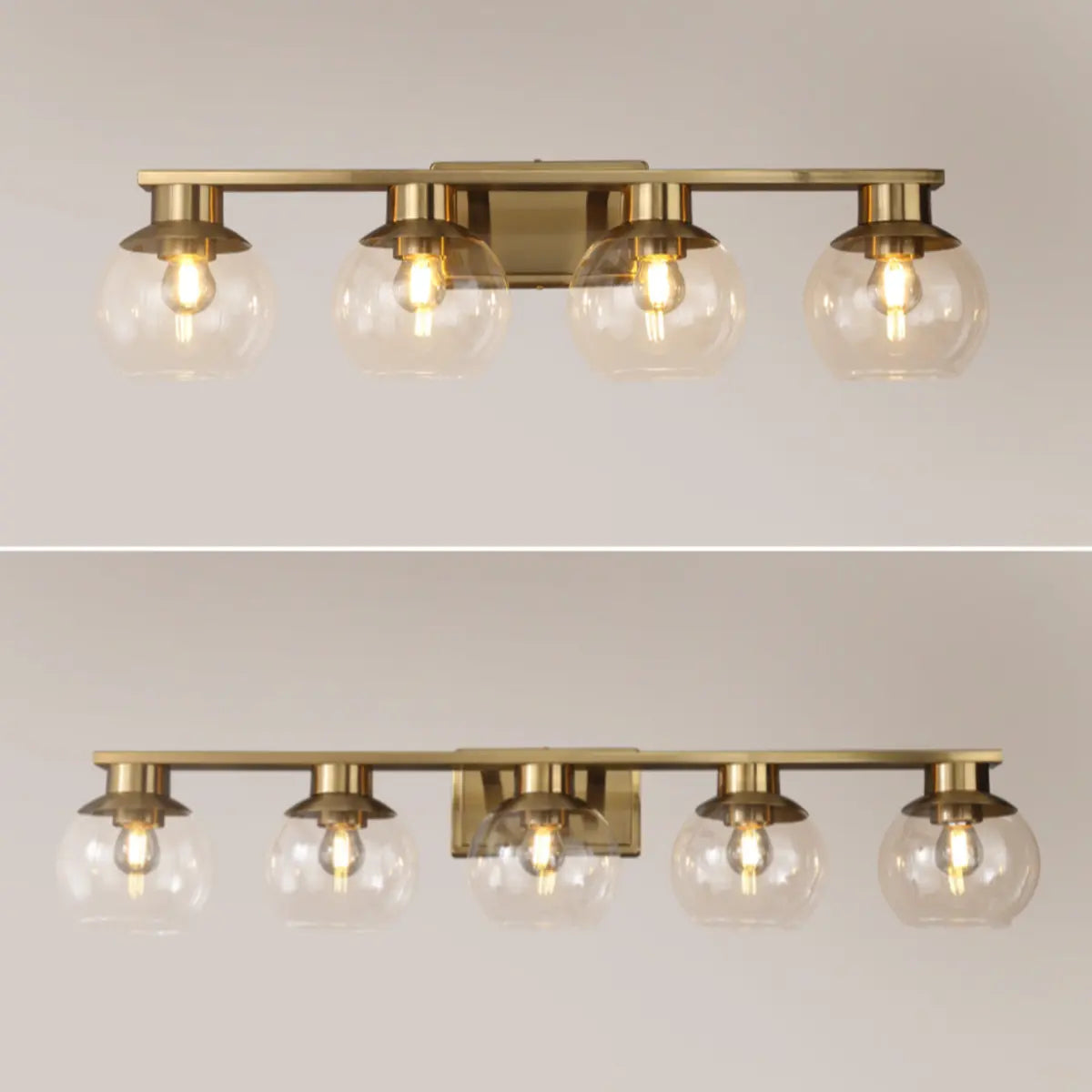 Elegant Brass Globe 4 Light Bathroom Vanity Light  Image - 13