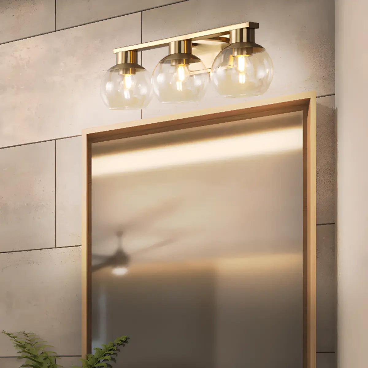 Elegant Brass Globe 4 Light Bathroom Vanity Light  Image - 6