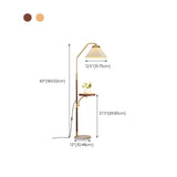 Elegant Brass Wood Side Table Arc Shelf Floor Lamp #size