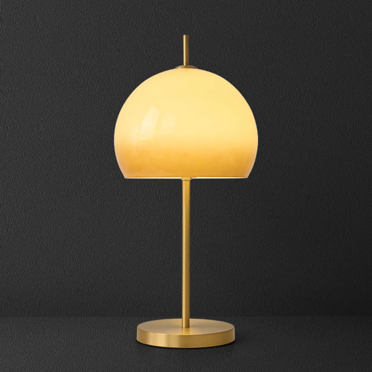 Elegant Bright Gold Dome Glass Shade Metal Table Lamp Image - 6