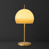 Elegant Bright Gold Dome Glass Shade Metal Table Lamp Image - 6