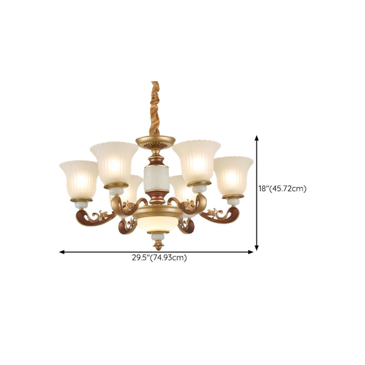 Elegant Bronze Frosted White Glass Flower Chandelier 