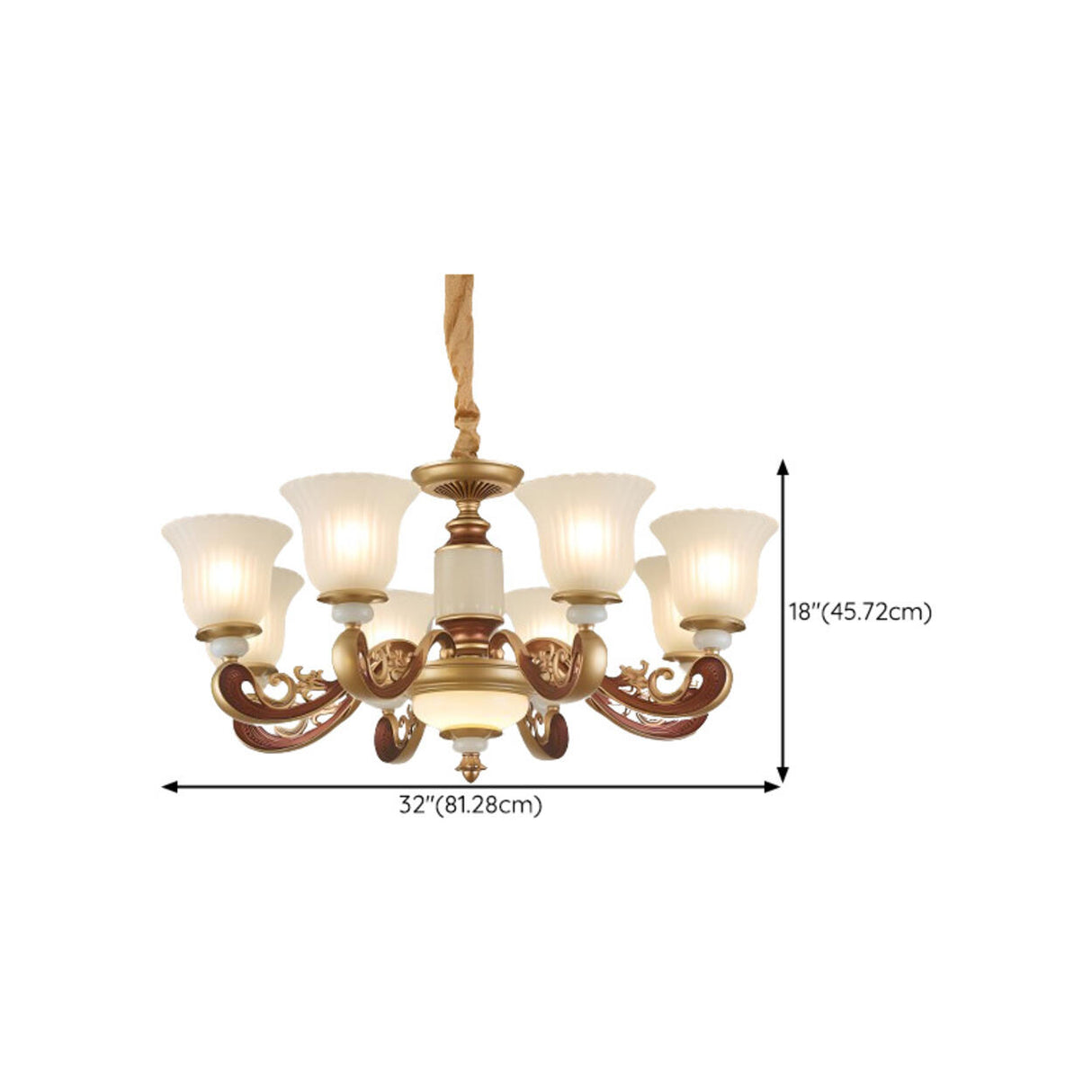 Elegant Bronze Frosted White Glass Flower Chandelier Image - 20