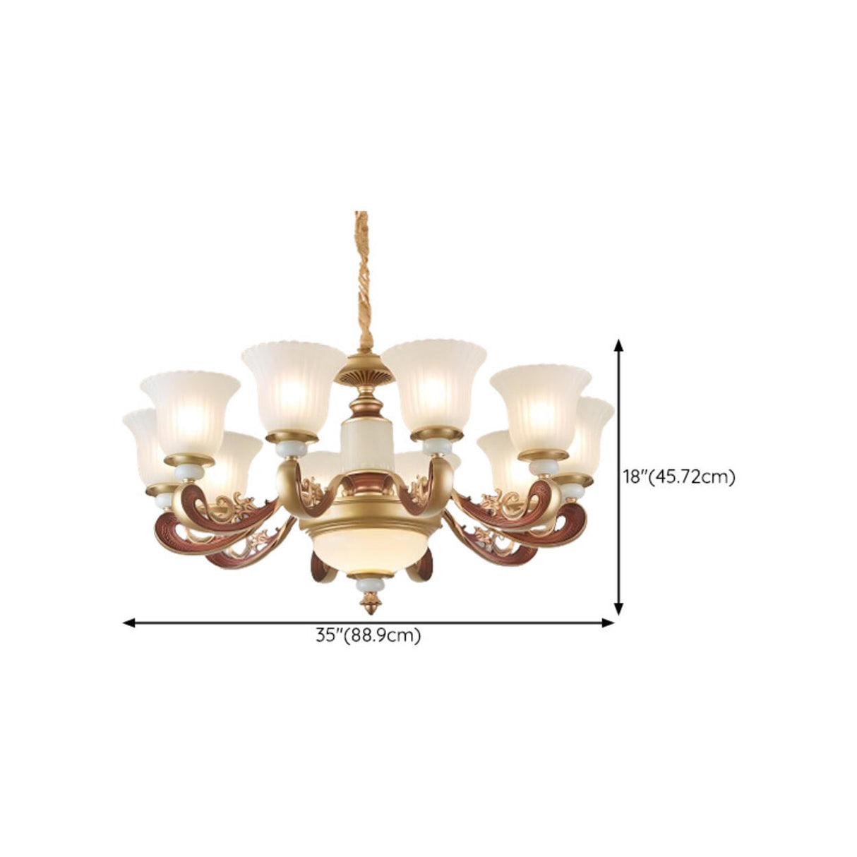 Elegant Bronze Frosted White Glass Flower Chandelier Image - 21