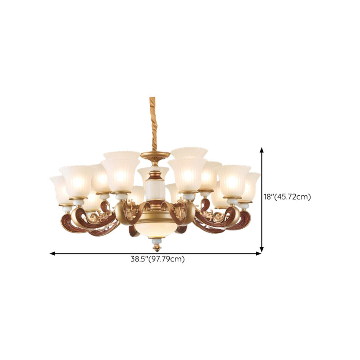 Elegant Bronze Frosted White Glass Flower Chandelier Image - 22