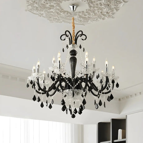 Elegant Candelabra Crystal Living Room Black Chandelier Image - 1