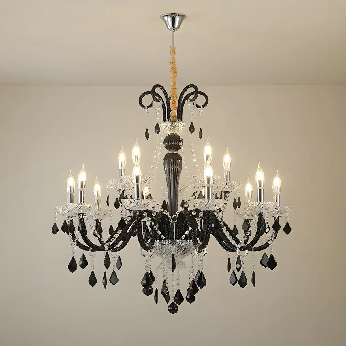 Elegant Candelabra Crystal Living Room Black Chandelier Image - 10