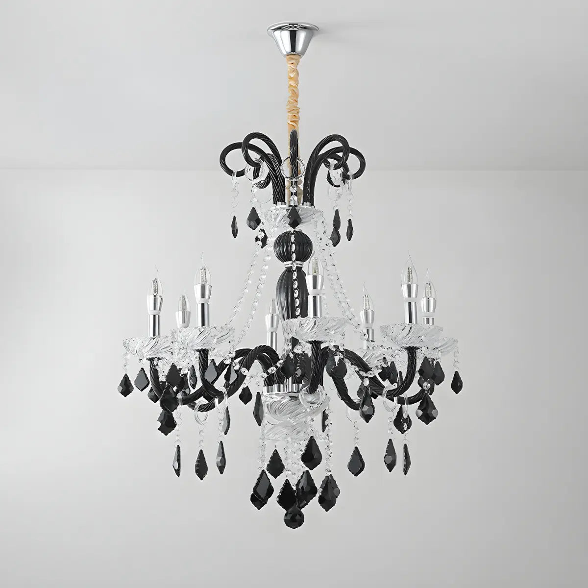 Elegant Candelabra Crystal Living Room Black Chandelier Image - 11