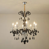 Elegant Candelabra Crystal Living Room Black Chandelier Image - 12