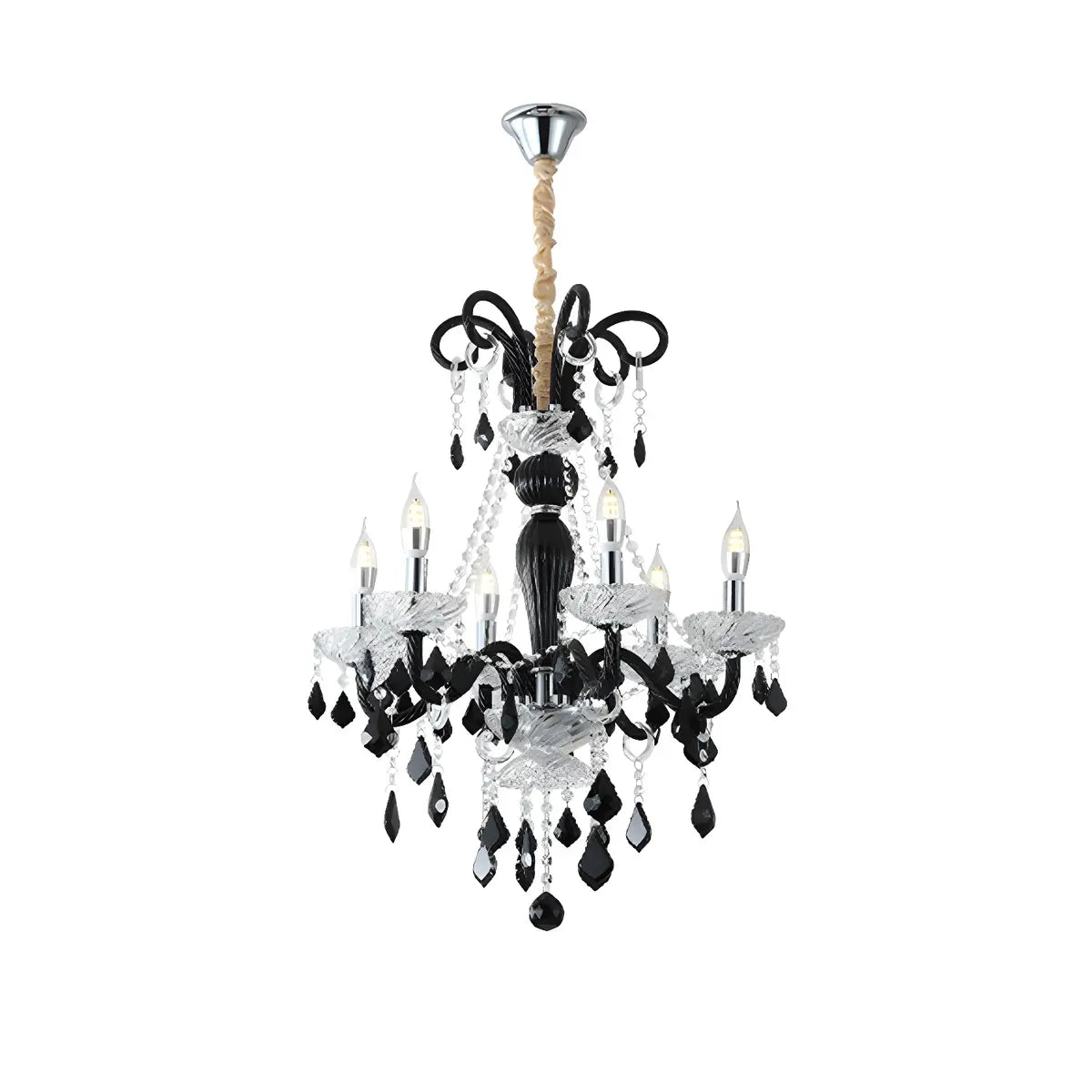 Elegant Candelabra Crystal Living Room Black Chandelier Image - 3